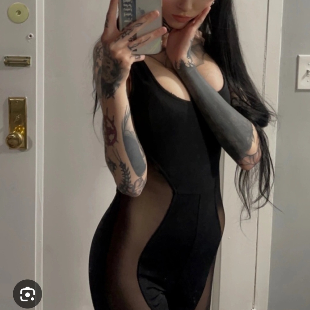 Forever 21 Black Ribbed Sleeveless Mesh Jumpsuit Sexy And Daring..NWT